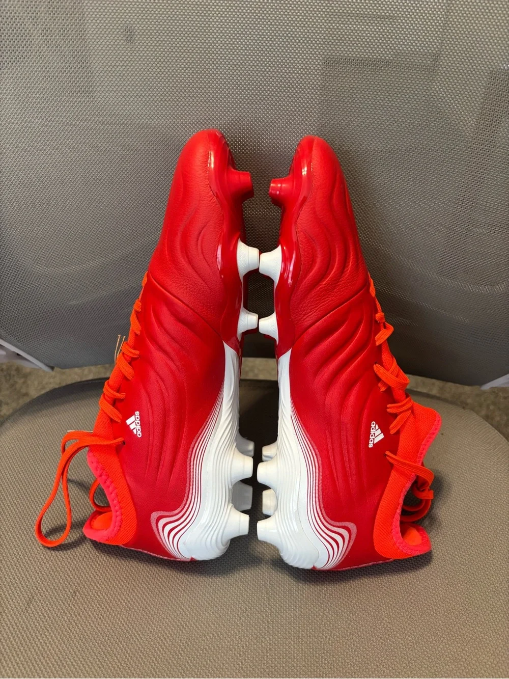 adidas Kids Red Soccer Cleats with White Accents